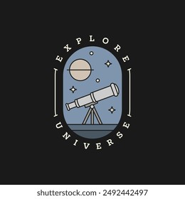 Vector de insignia de ilustración del telescopio espacial