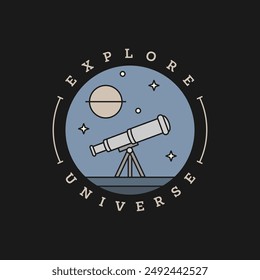 space telescope illustration badge vector