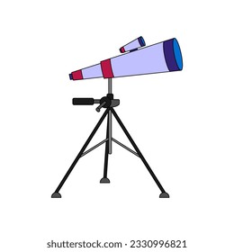 Space telescope lineal color icon vector illustration in trendy flat cartoon design style. Editable graphic resources for many purposes.