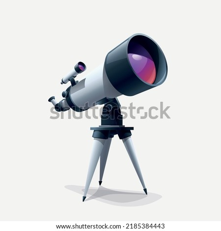 space telescope on tripod on white back