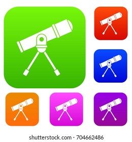 Space telescope set icon in different colors isolated vector illustration. Premium collection