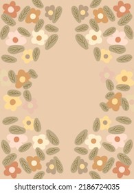 Space for text, copy space of colorful flowers and leaves patterns, illustrations on yellow pastel background for phone case, wallpaper, covers, wall decor, background, templates. Pillow case design.