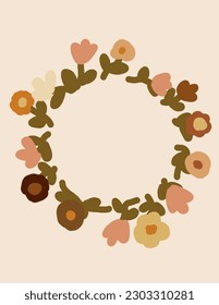 Space for text, copy space, frame of colorful flowers on white background