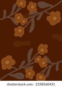 Space for text, copy space of orange flowers on maroon background vector, illustrations
