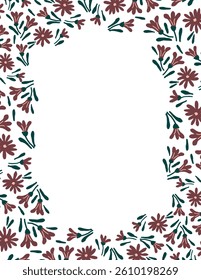 Space for text, copy space, of red flowers and leaves patterns on white background for web banner, branding package, fabric print, wallpaper, social media post, doodle, notes, book covers, wall de