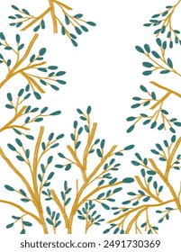 Space for text, copy space of Trees with its green leaves on white background for web banner, branding package, fabric print, wallpaper, social media post, doodle, notes, book covers, wall decor.