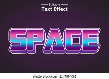space text effect with purple color editable for logo.