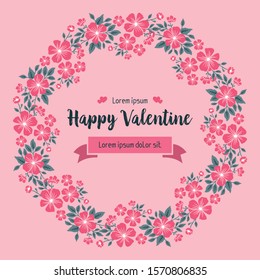 Space for text, happy valentine day, with shape art of leaf flower frame. Vector