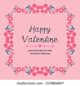 Space for text, happy valentine day, with shape art of leaf flower frame. Vector
