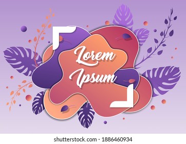 space for text and leaves on a background of overlapping abstract shapes with wavy edges and strokes, branches with leaves and circles of different sizes. natural plant layout for your projects.vector