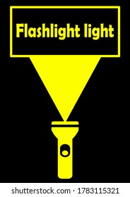 Space for text in the light of a pocket flashlight. Template for text. Poster. Place of advertisement. Bigboard. Outdoor advertising. Electric light. Vector image. Flashlight light in the night.