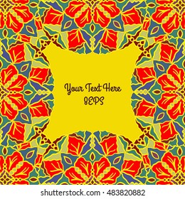 Space for text in oriental style frame. Vector decoration.