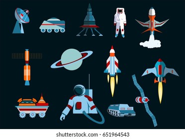 Space thematic vector icons set