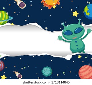 Space theme background with alien in the space illustration