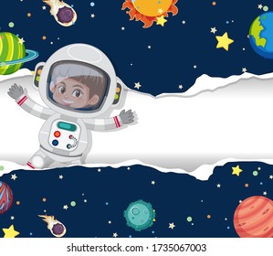 Space theme background with astronaut flying in the space illustration