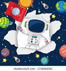 Space theme background with astronaut in the space illustration