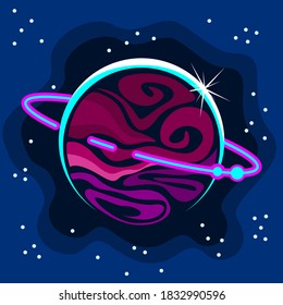 Fondo del tema espacial. Ilustración vectorial del planeta de fantasía. Bien por el club de la ciencia, el afiche, el fondo