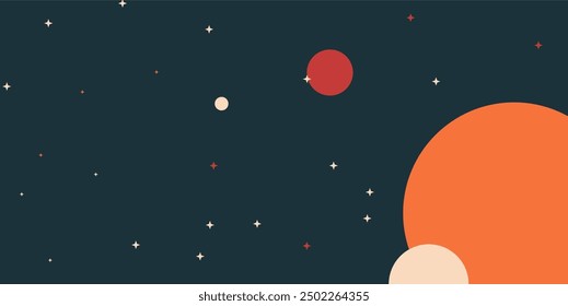 Space theme background full of stars and planets, space background with retro colors, elegant background, astronomy, science