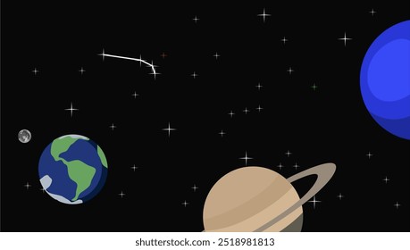 Space theme background full of stars and planets, space background with beautiful colors, elegant background, astronomy, science