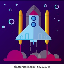 Space theme banners and cards with  rocket, stars, vector design illustration
