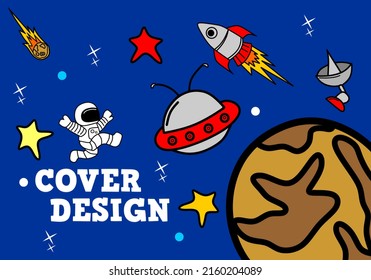 space theme blue background design. design for children poster