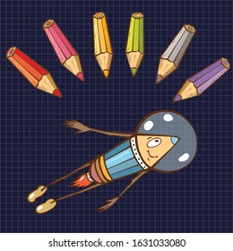 Space theme. Drawings for children's creativity. Illustration of children's books, magazines. Printing on clothes. Vector illustration.
