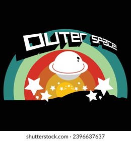 space theme graphic slogan with moon and space vector illustration