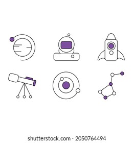 Paquete de iconos minimalistas de temas de espacio