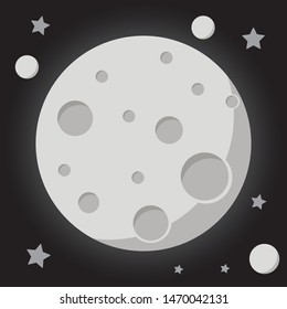 Space theme. Moon satellite. Planet flat design. Good for logo, background, icon etc. Trendy graphic style isolated on background