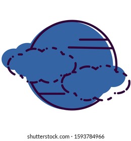 Space theme outline icon: planet and clouds. Vector illustration.