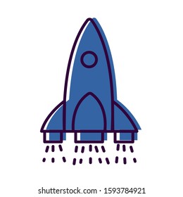 Space theme outline icon: rocket. Vector illustration.