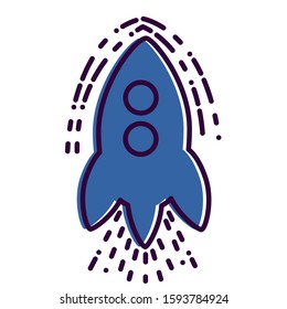 Space theme outline icon: rocket. Vector illustration.