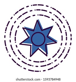 Space theme outline icon: sun. Vector illustration.