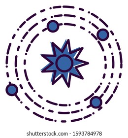 Space theme outline icon: sun. Vector illustration.
