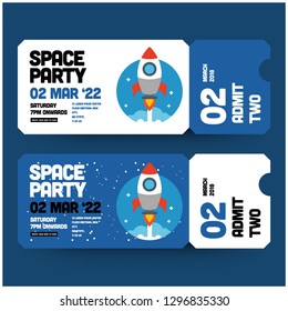 Space Theme Party Invitation Design with Where and When Details