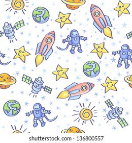 Space theme. Vector seamless pattern.