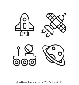 Space Themed Astronaut and Cosmic Exploration Icons