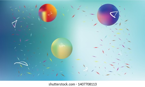 A space themed background illustration. Liquid hi-res and fresh. Illustration, color. Stars, planets, signs. Colorful universe new space background.