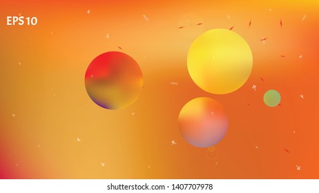 A space themed background illustration. Minimal hi-res and fresh. Illustration, mesh. Stars, planets, signs. Colorful universe new space background.
