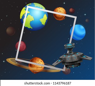 Ilustración de concepto de marco con tema espacial