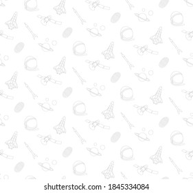 Space themed seamless print vector design.
