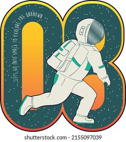 Diseño de placa vectorial con temática espacial. Se puede usar para bebé, niño, estampado de camisetas adolescentes, afiche, papel pintado, celebración, saludo e invitación.