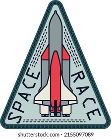 Space themed vector badge design. Can be used for baby, kid, teen t-shirt print, poster, wallpaper, celebration, greeting and invitation.