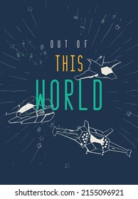 Space themed vector print design. Can be used for baby, kid, teen t-shirt print, poster, wallpaper, celebration, greeting and invitation.