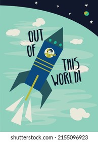 Space themed vector print design. Can be used for baby, kid, teen t-shirt print, poster, wallpaper, celebration, greeting and invitation.