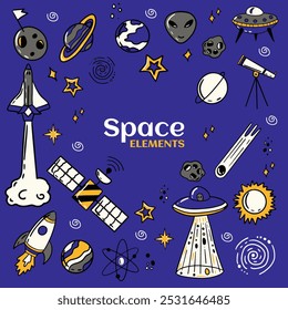Raum thematische Vektoren, außerirdische doodles Astronomie