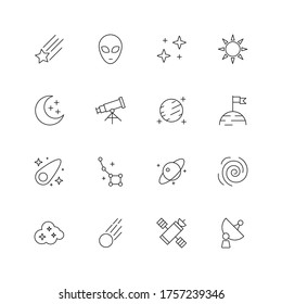 SPACE THIN LINE icons on white background. Vector illustration eps 10.