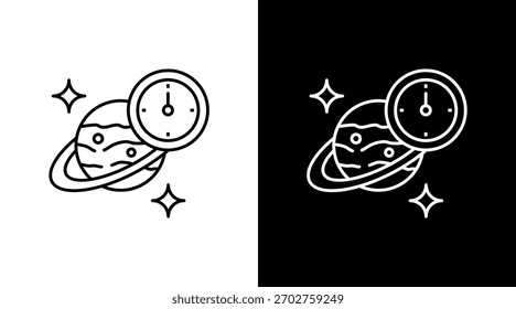 Diseño de conjunto de iconos blancos de espacio tiempo