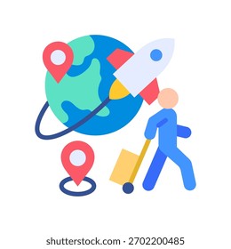 Ilustración vectorial plana del icono del turismo espacial
