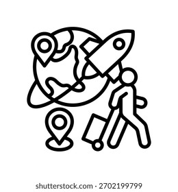 Space Tourism Icon Line Vector Illustration